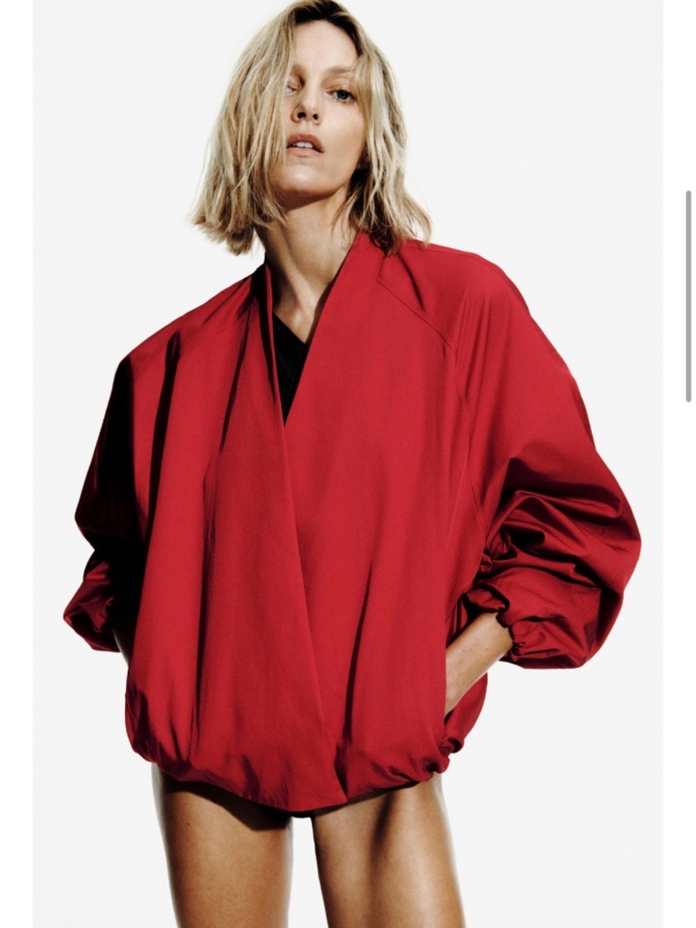 Zara ZW COLLECTION BOMBER JACKET in Red Size Small